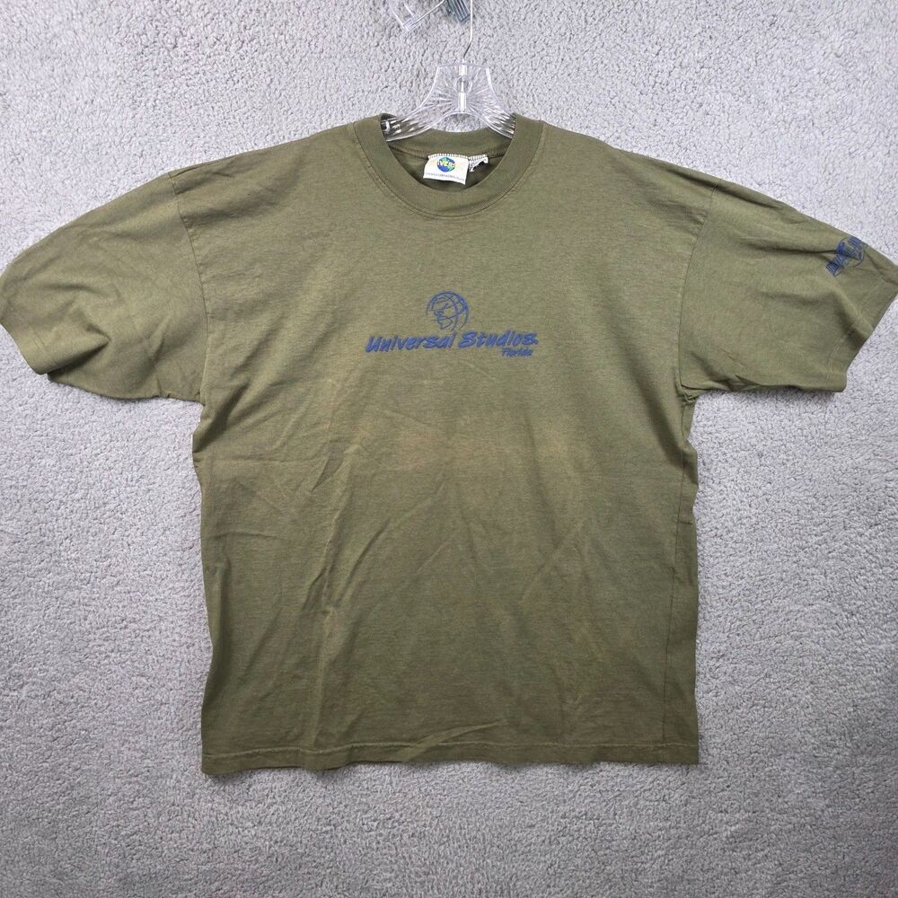 Universal Studios Men's Green T-shirt LOGO Spell out Made In USA L / XL